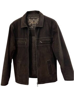 Vintage Brody Brown Suede Leather Aviator Jacket (M)
